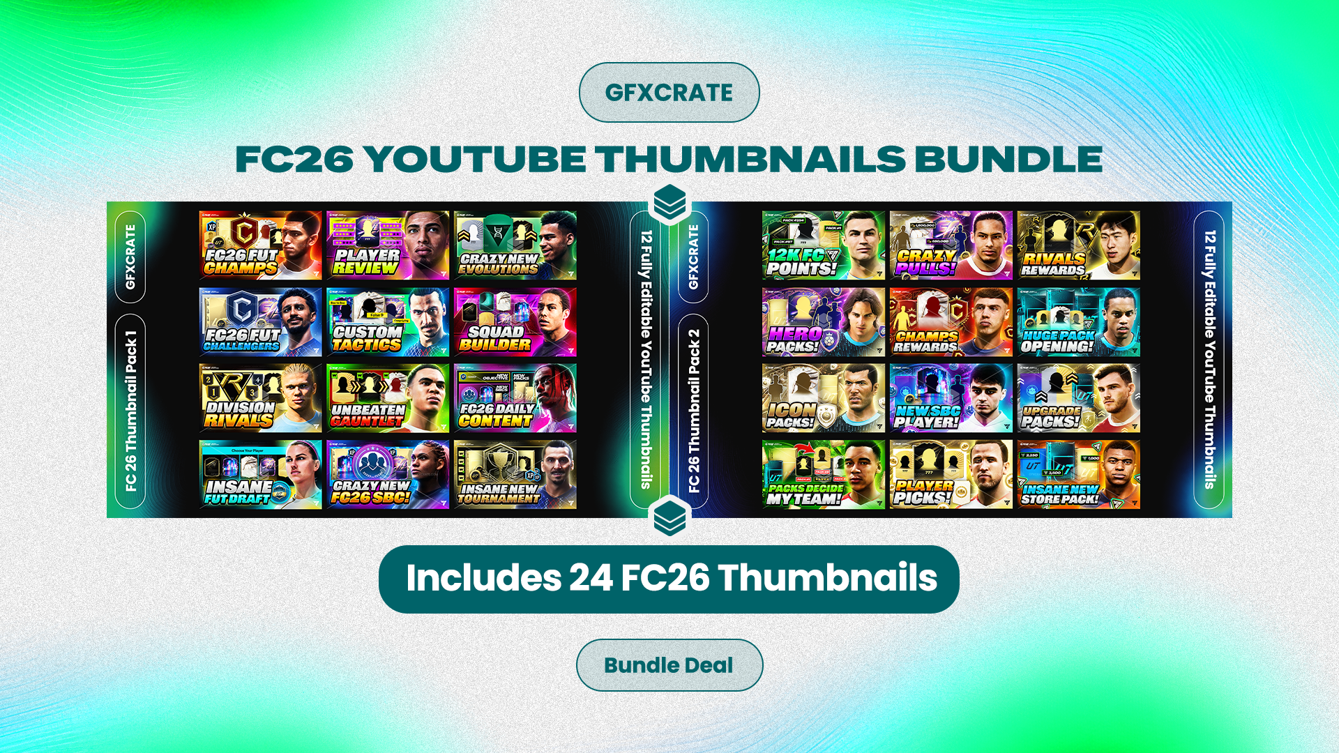 FC26 Fully Editable YouTube Thumbnail Pack Bundle V1+V2